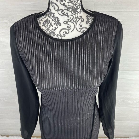 Reiss Chloe Sheer Sleeve Striped Lace Fitted Dress - Picture 4 of 10